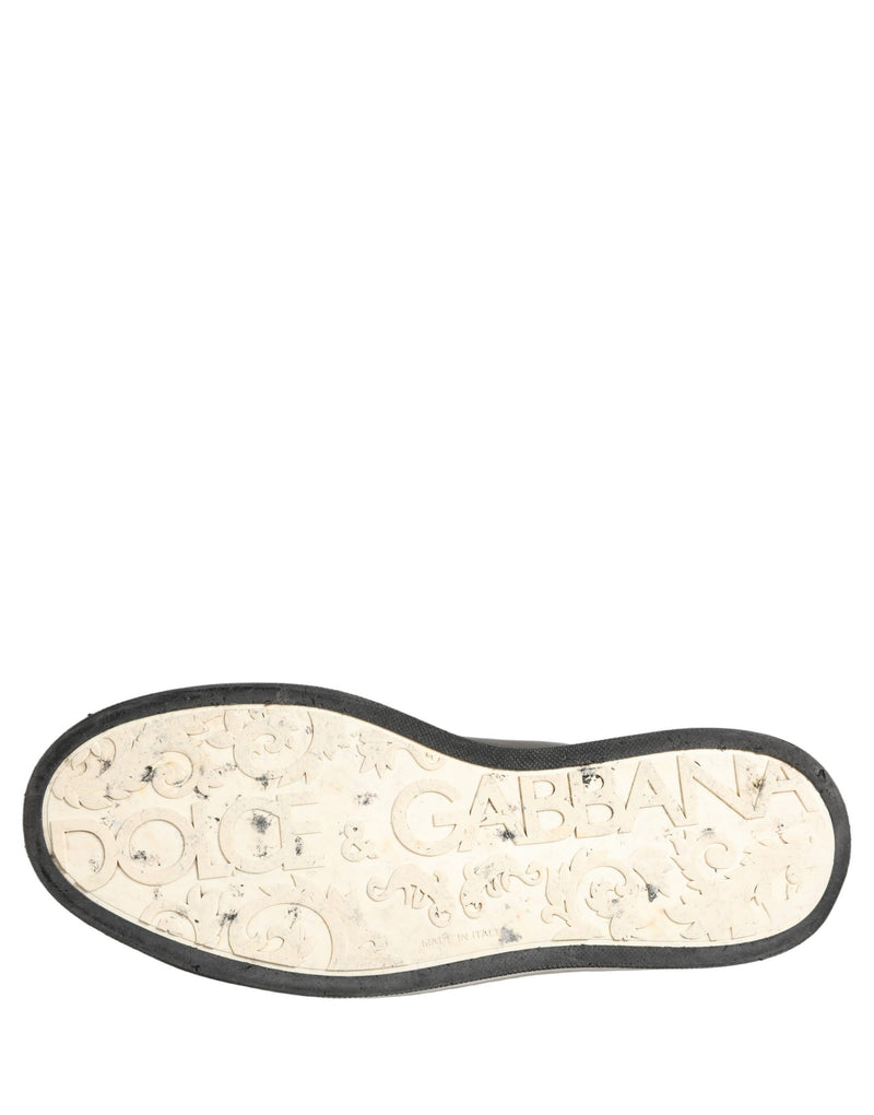 Dolce & Gabbana Black Leather Crown Milano Men Sneakers