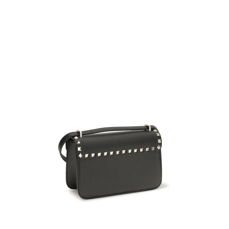 Valentino Garavani Black Calf Leather Bos Taurus Shoulder Bag