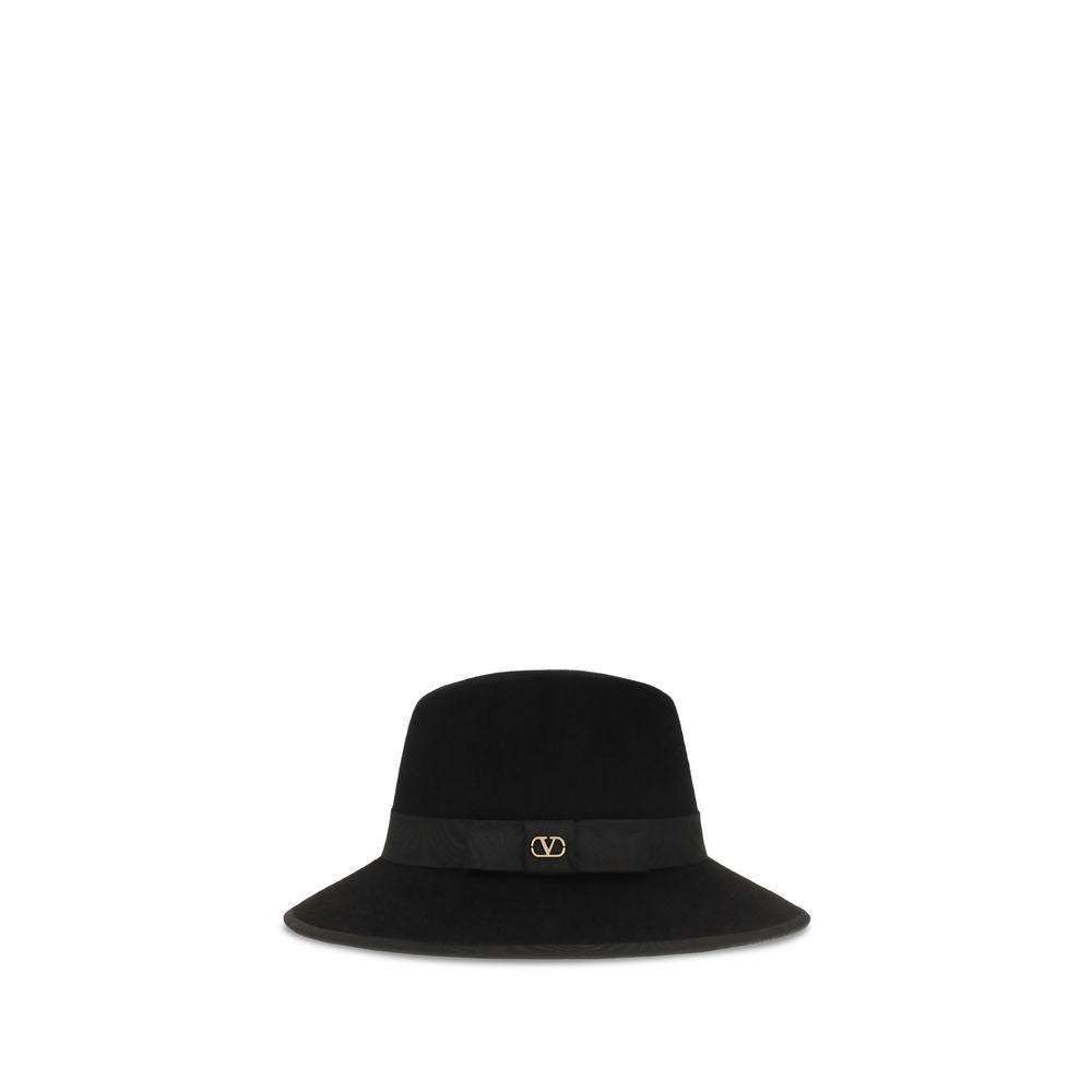 Valentino Garavani Black Cotton Fedora - VLogo Signature Hat