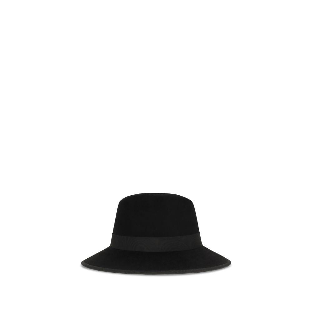 Valentino Garavani Black Cotton Fedora - VLogo Signature Hat