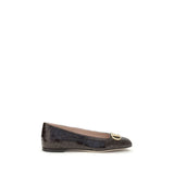 Valentino Garavani Brown Calf Leather Bos Taurus Ballet Flats