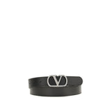 Valentino Garavani Black Calf Leather Bos Taurus Regular Belt