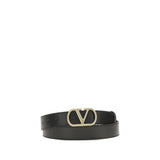 Valentino Garavani Black Calf Leather Bos Taurus Regular Belt