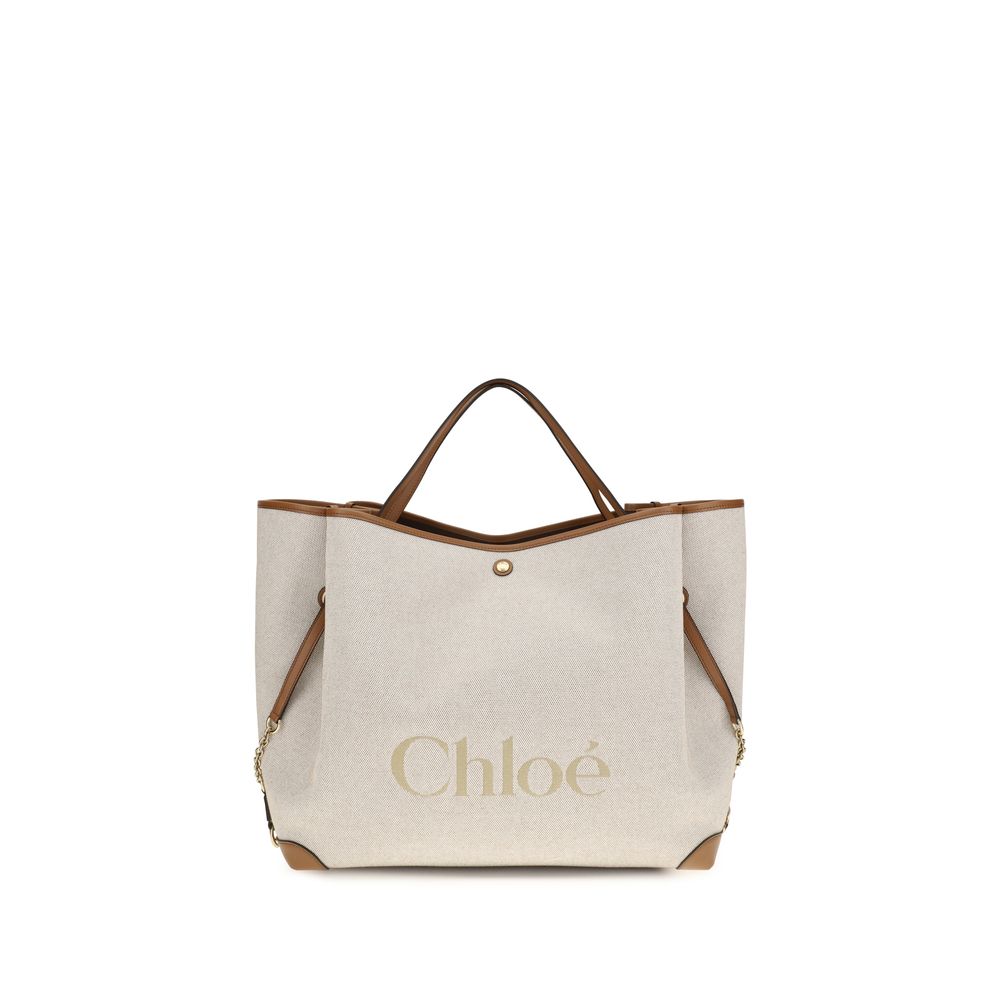 Chloé Beige Cotton Shoulder Bag - Large Carry Tote