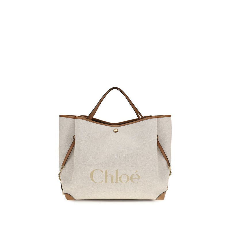 Chloé Beige Cotton Shoulder Bag - Large Carry Tote