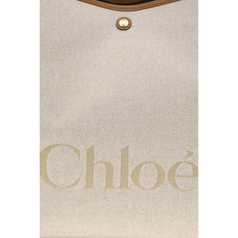 Chloé Beige Cotton Shoulder Bag - Large Carry Tote
