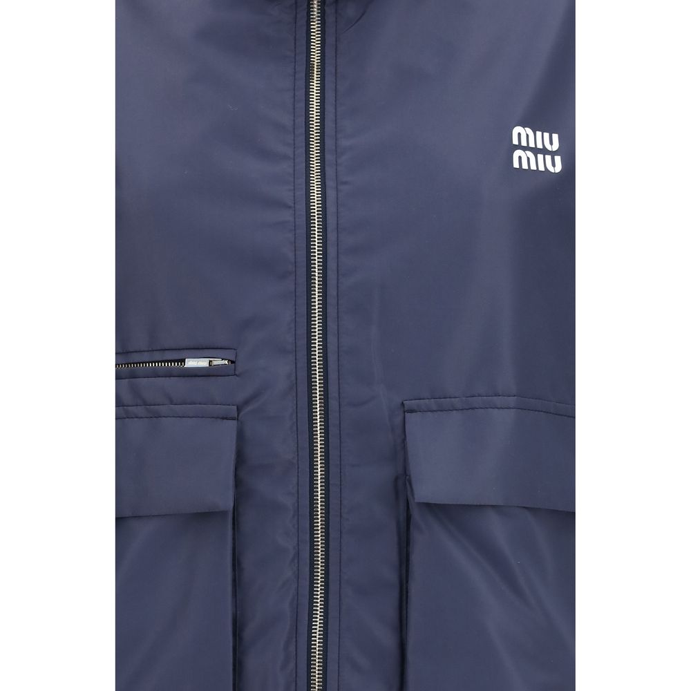 Miu Miu Blue Polyester Full-Length Jacket for Women