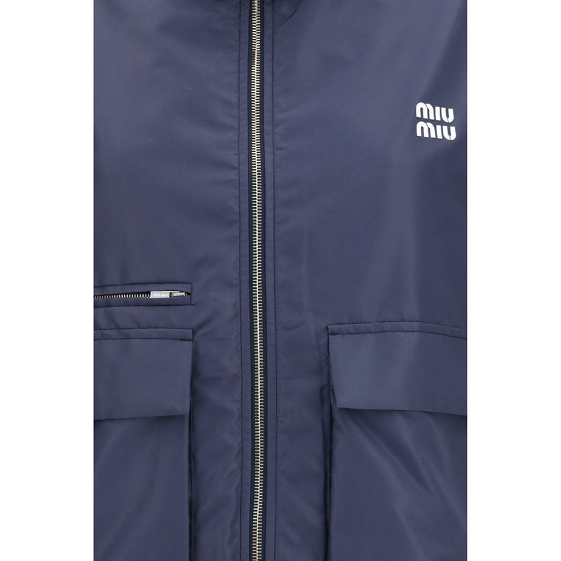 Miu Miu Blue Polyester Full-Length Jacket for Women