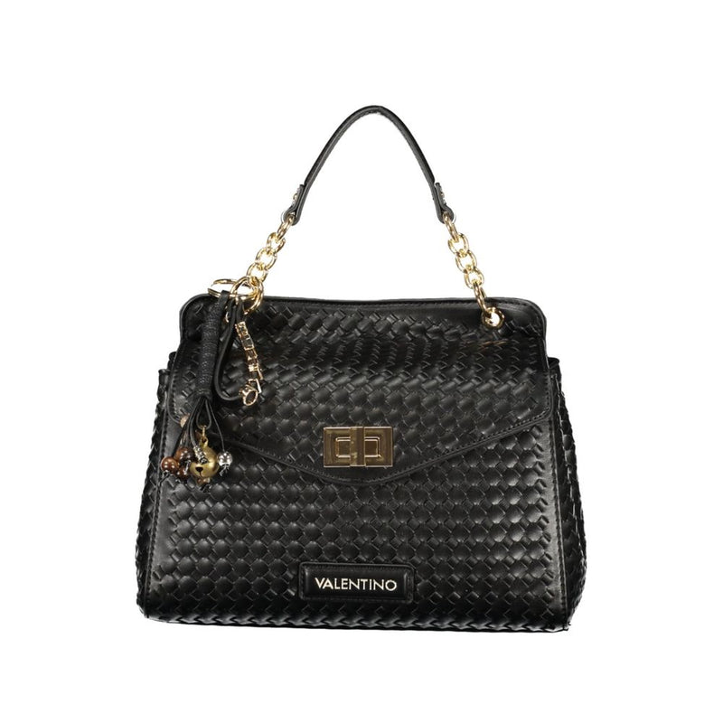 Mario Valentino Black Polyurethane Women's Handbag with Adjustable Strap