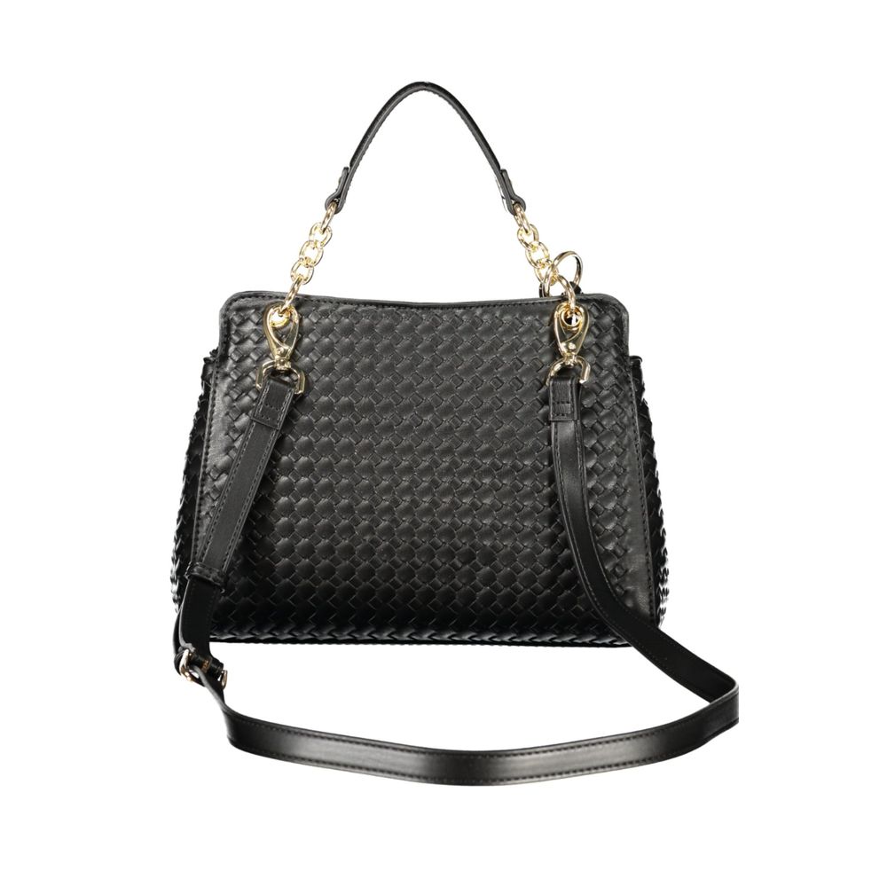 Mario Valentino Black Polyurethane Women's Handbag with Adjustable Strap