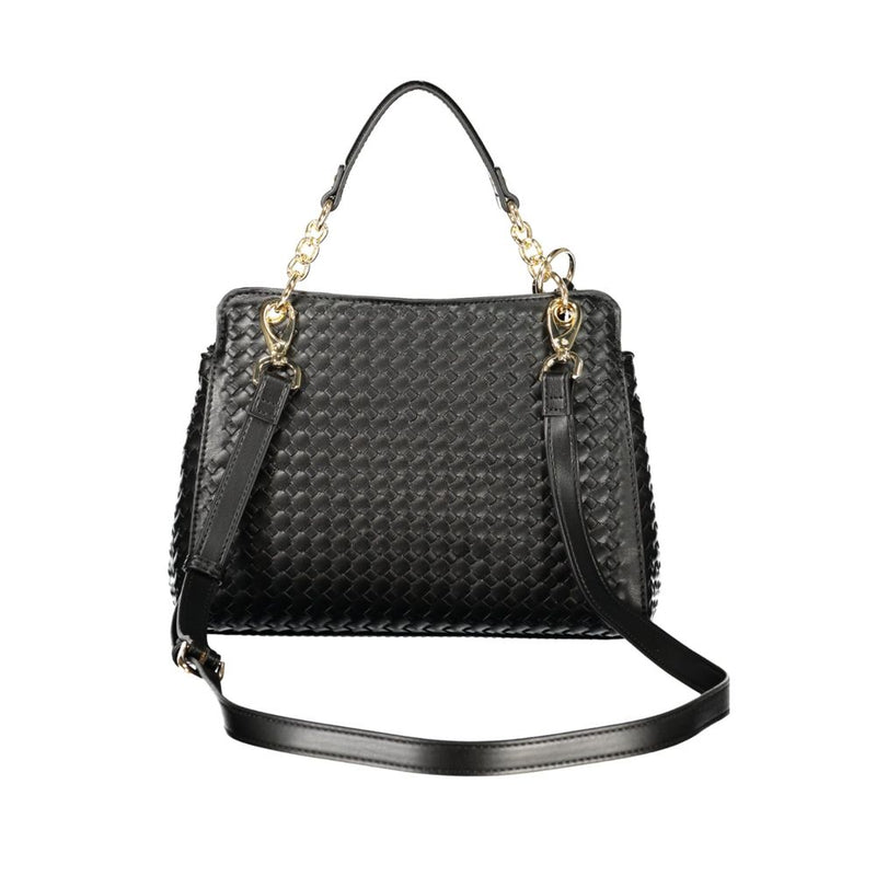 Mario Valentino Black Polyurethane Women's Handbag with Adjustable Strap