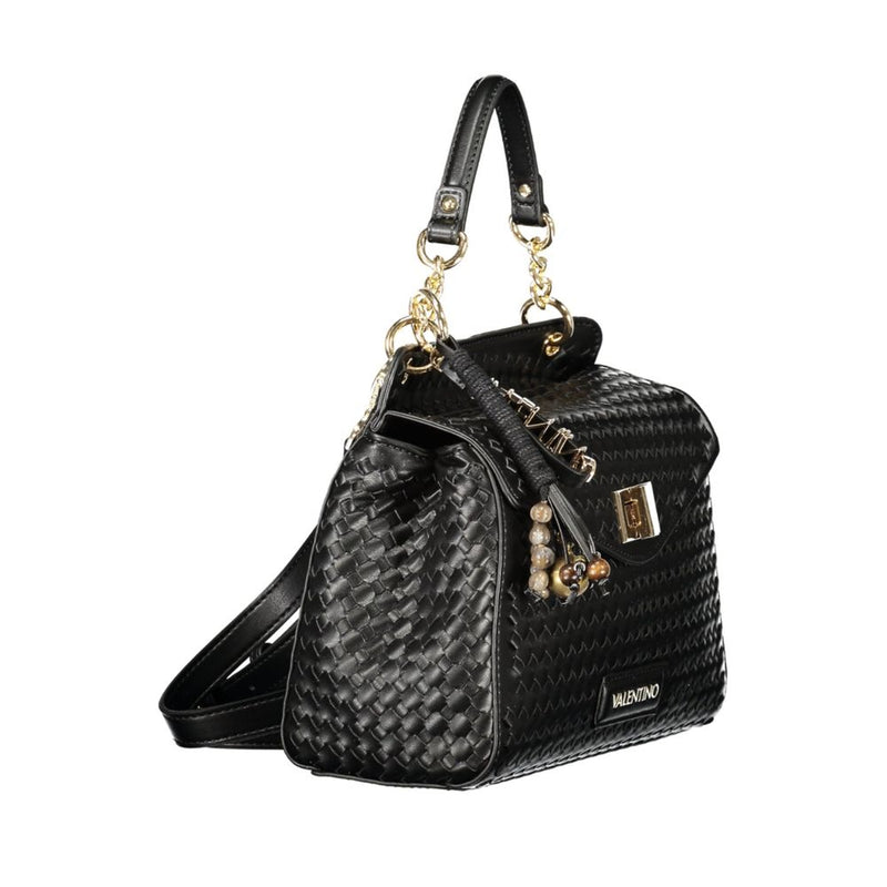 Mario Valentino Black Polyurethane Women's Handbag with Adjustable Strap