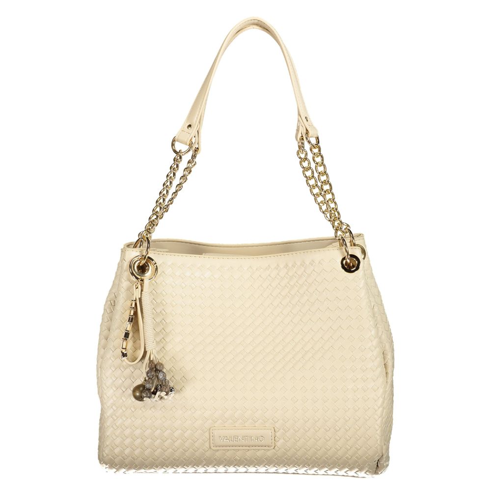 Mario Valentino Beige Polyurethane Women's Handbag with Adjustable Strap