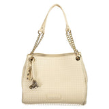Mario Valentino Beige Polyurethane Women's Handbag with Adjustable Strap