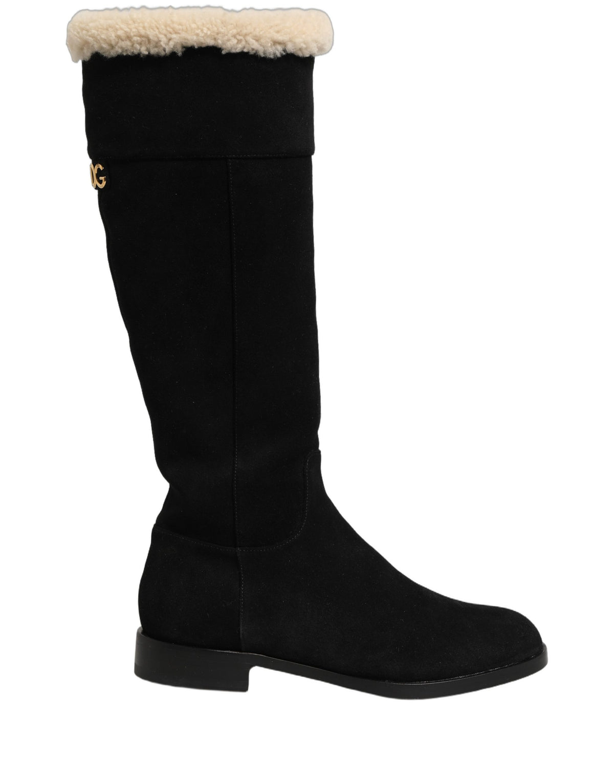 Dolce & Gabbana Black Suede Leather Knee High Boots