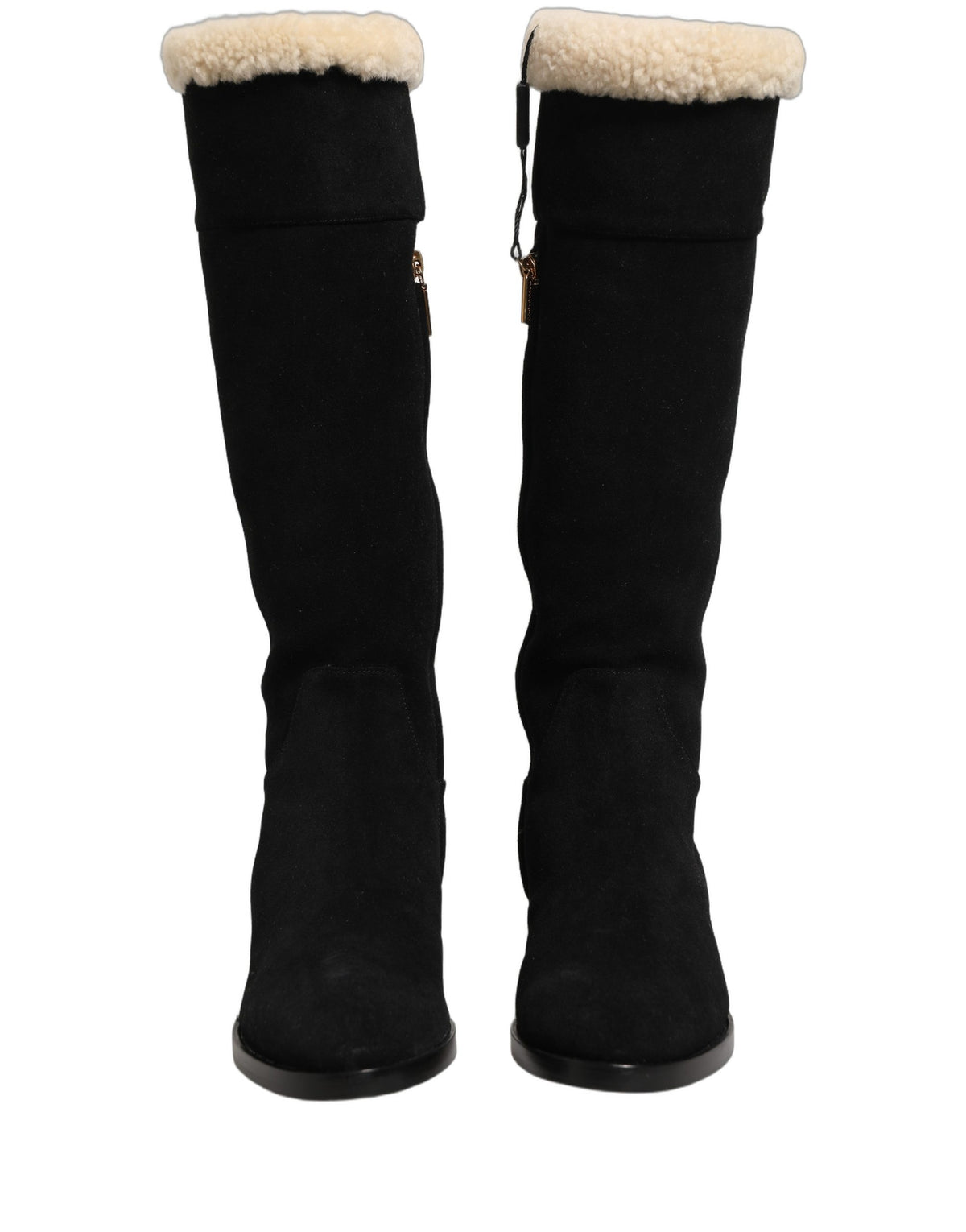 Dolce & Gabbana Black Suede Leather Knee High Boots