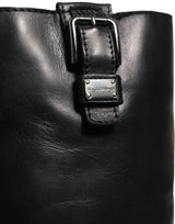 Dolce & Gabbana Black Leather Buckle Detail Mid Calf Boots