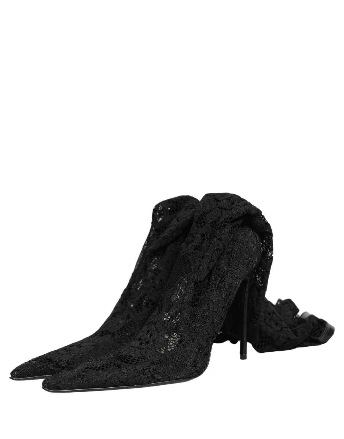 Dolce & Gabbana Black Taormina Lace Socks Boots