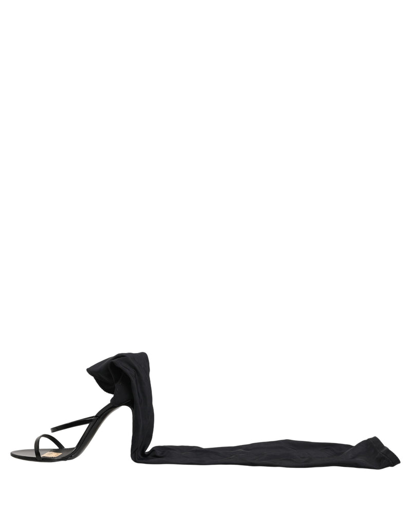 Dolce & Gabbana Stiletto Sandals Socks Knee High Boots - Black
