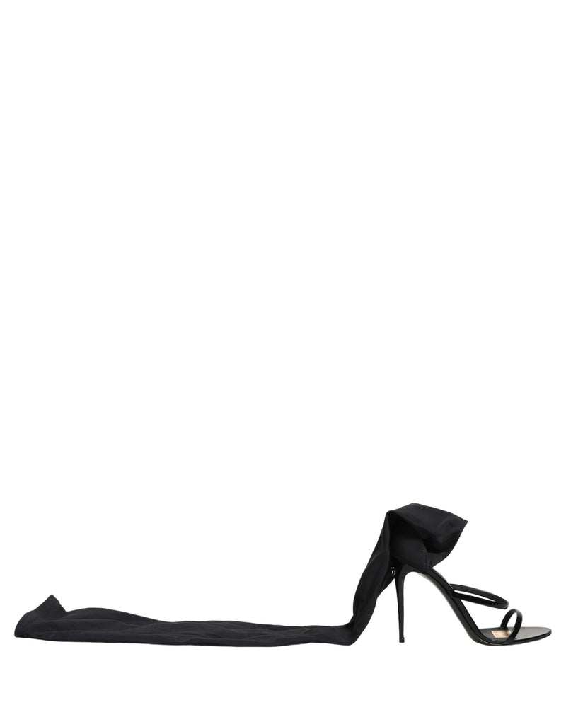 Dolce & Gabbana Stiletto Sandals Socks Knee High Boots - Black