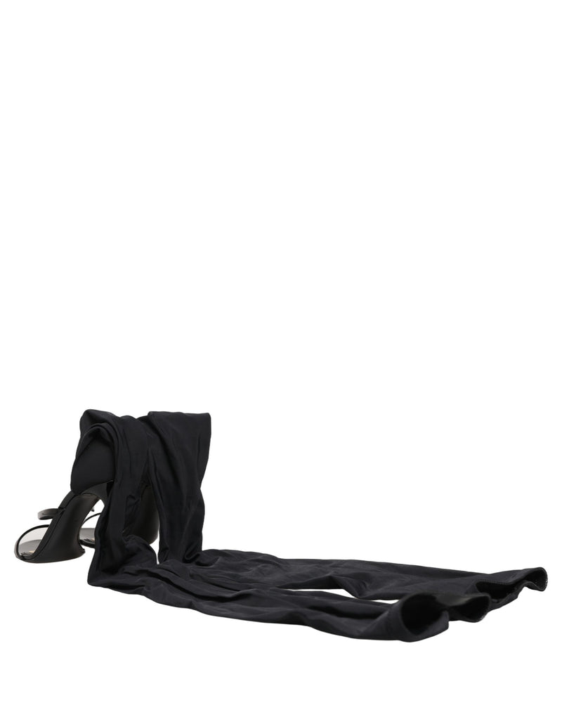 Dolce & Gabbana Stiletto Sandals Socks Knee High Boots - Black