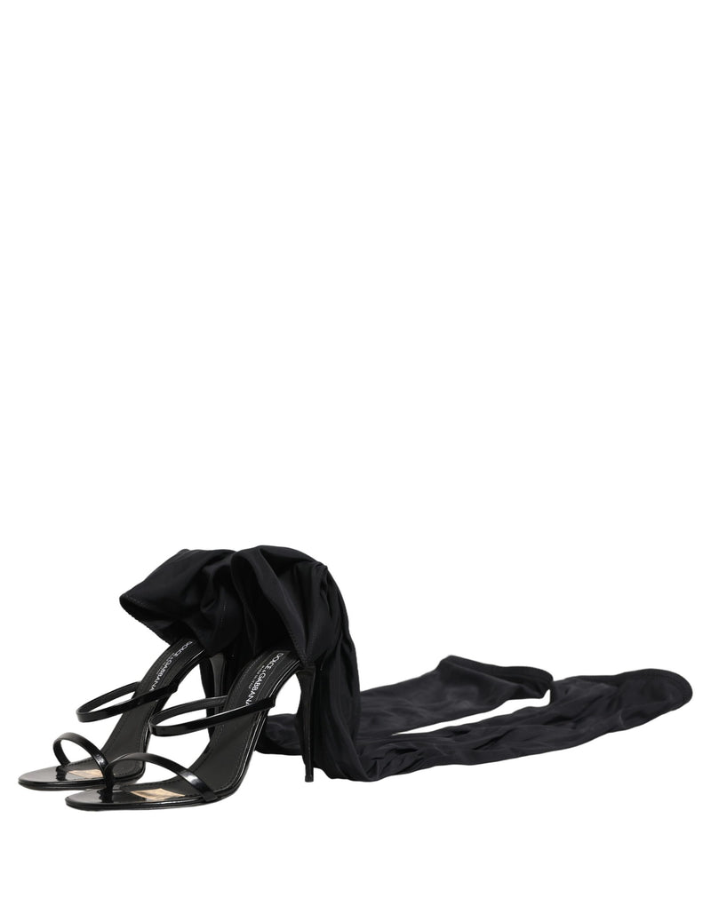 Dolce & Gabbana Stiletto Sandals Socks Knee High Boots - Black