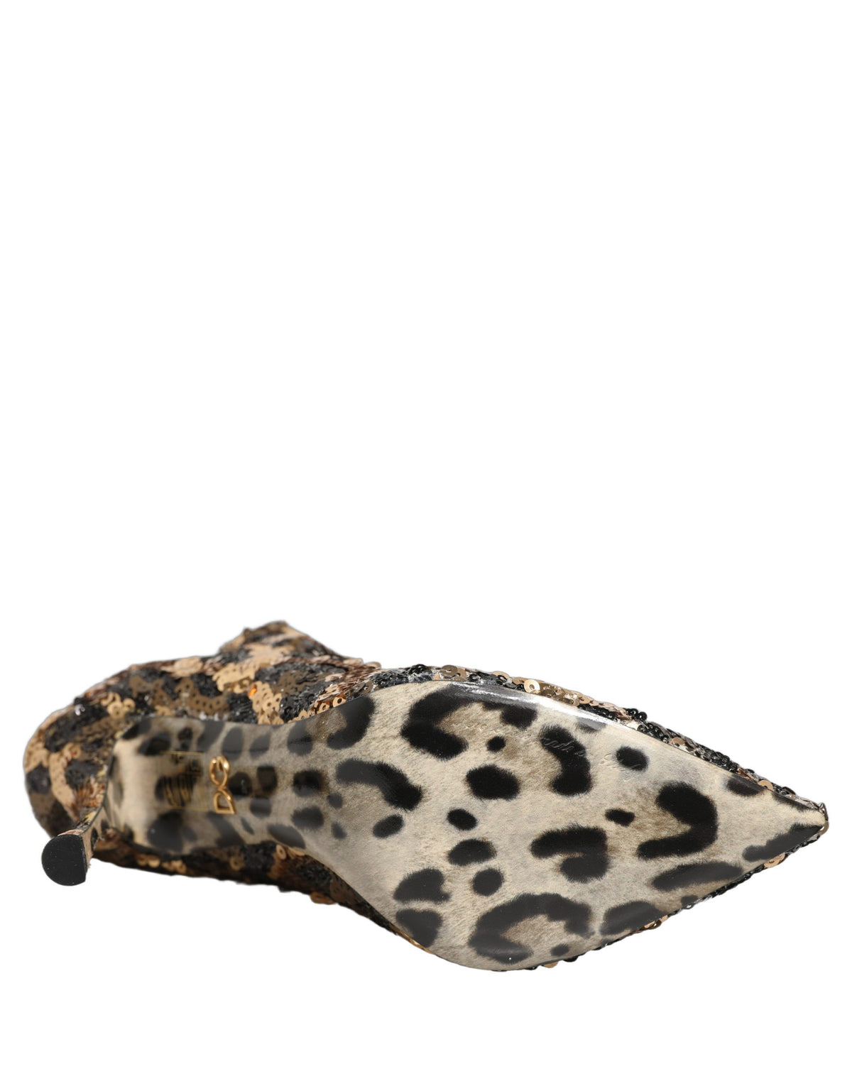 Dolce & Gabbana Gold Leopard Sequin Sock Ankle Boots