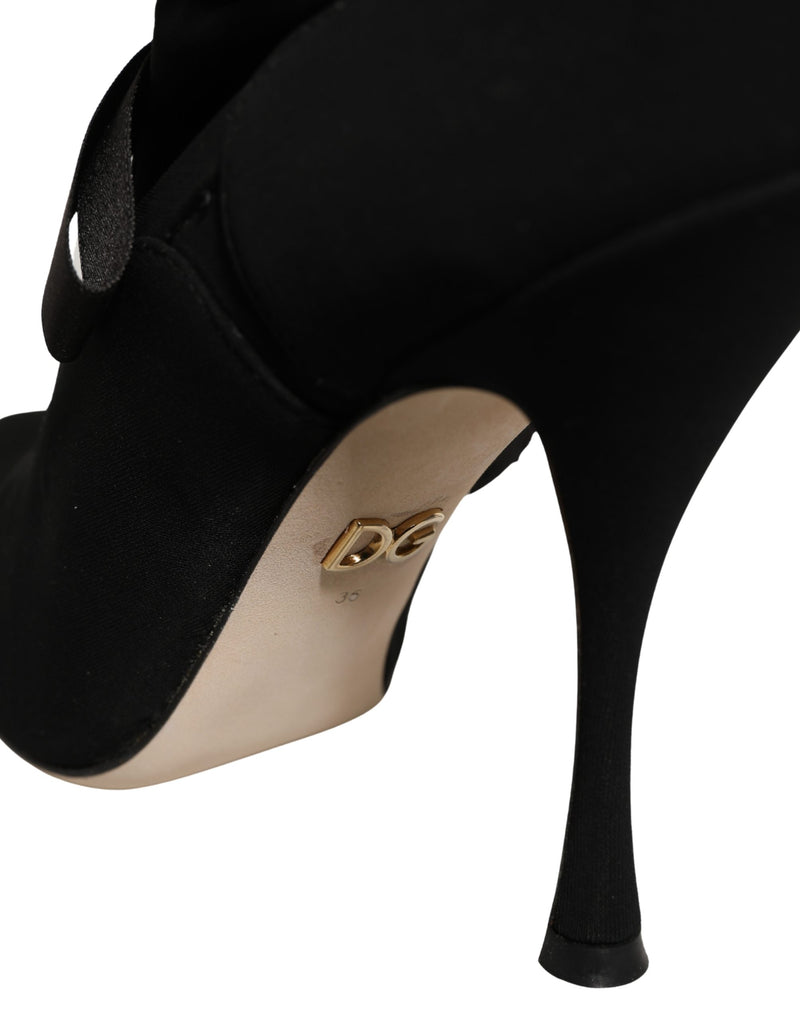 Dolce & Gabbana Black Stiletto Heels Mid Calf Boots