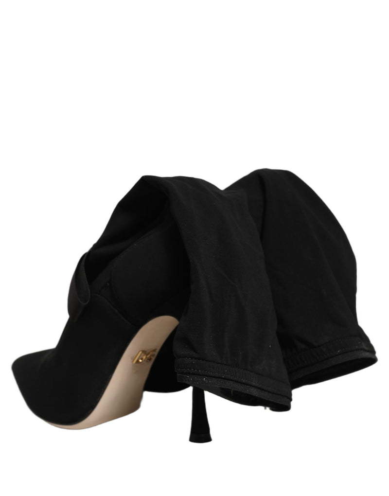 Dolce & Gabbana Black Stiletto Heels Mid Calf Boots