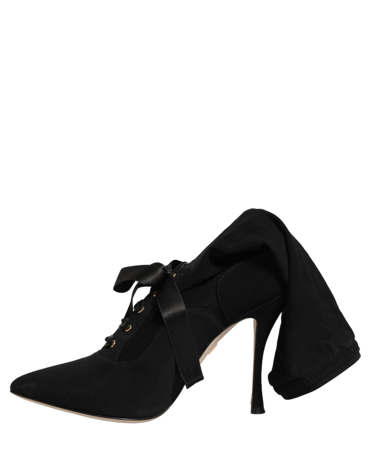 Dolce & Gabbana Black Stiletto Heels Mid Calf Boots