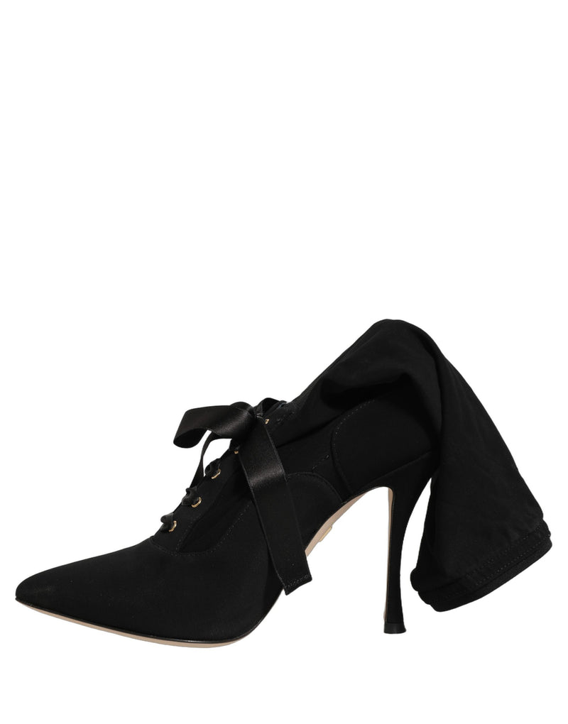 Dolce & Gabbana Black Stiletto Heels Mid Calf Boots