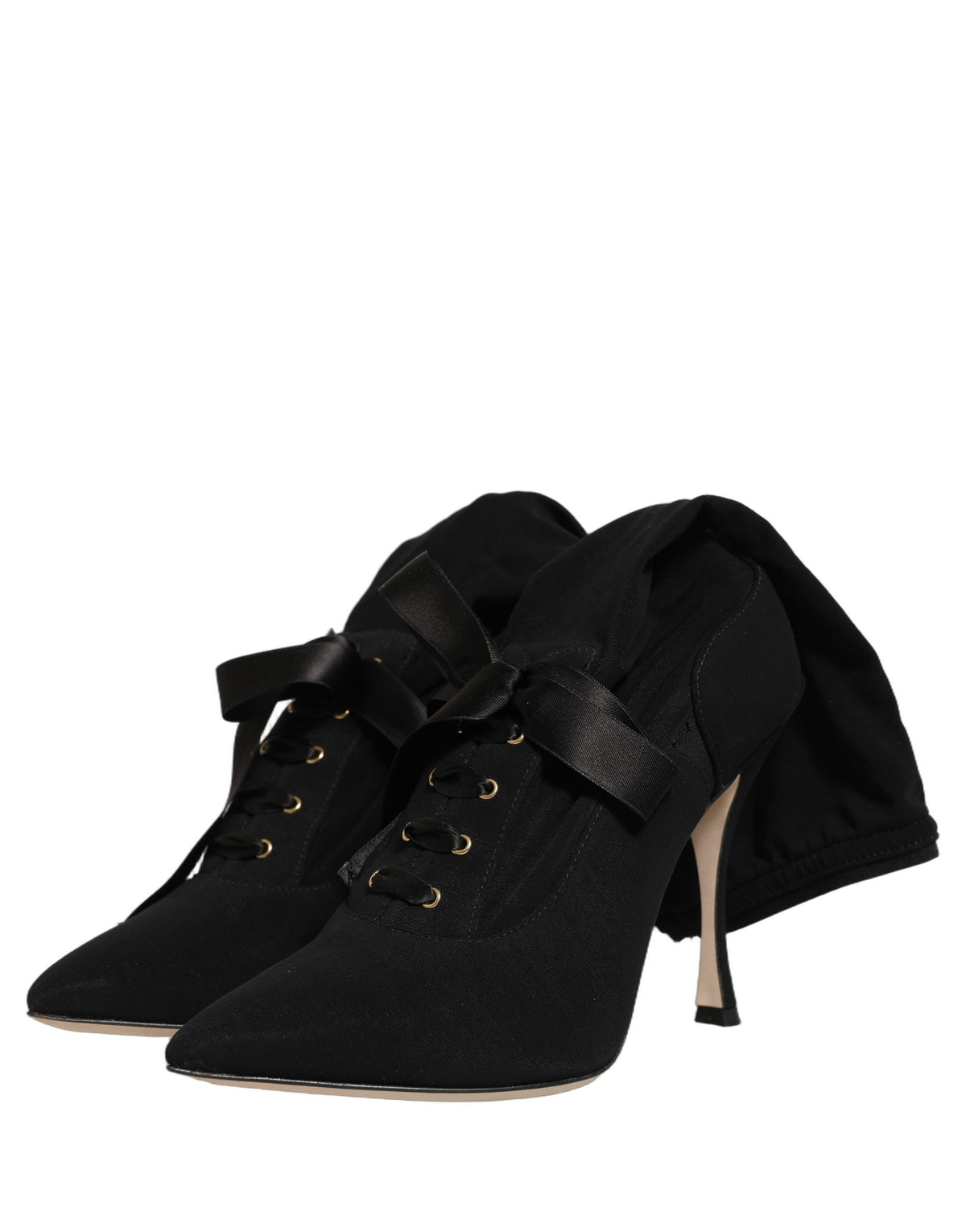 Dolce & Gabbana Black Stiletto Heels Mid Calf Boots