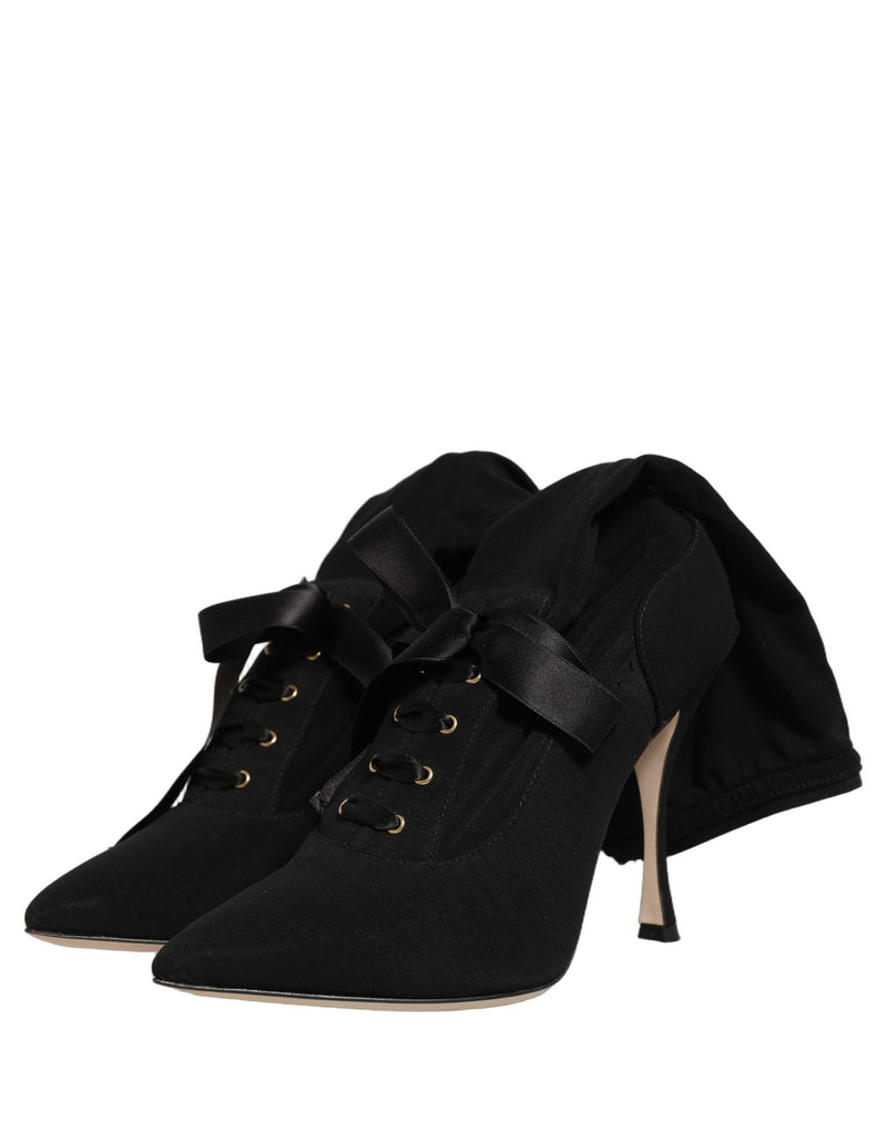 Dolce & Gabbana Black Stiletto Heels Mid Calf Boots