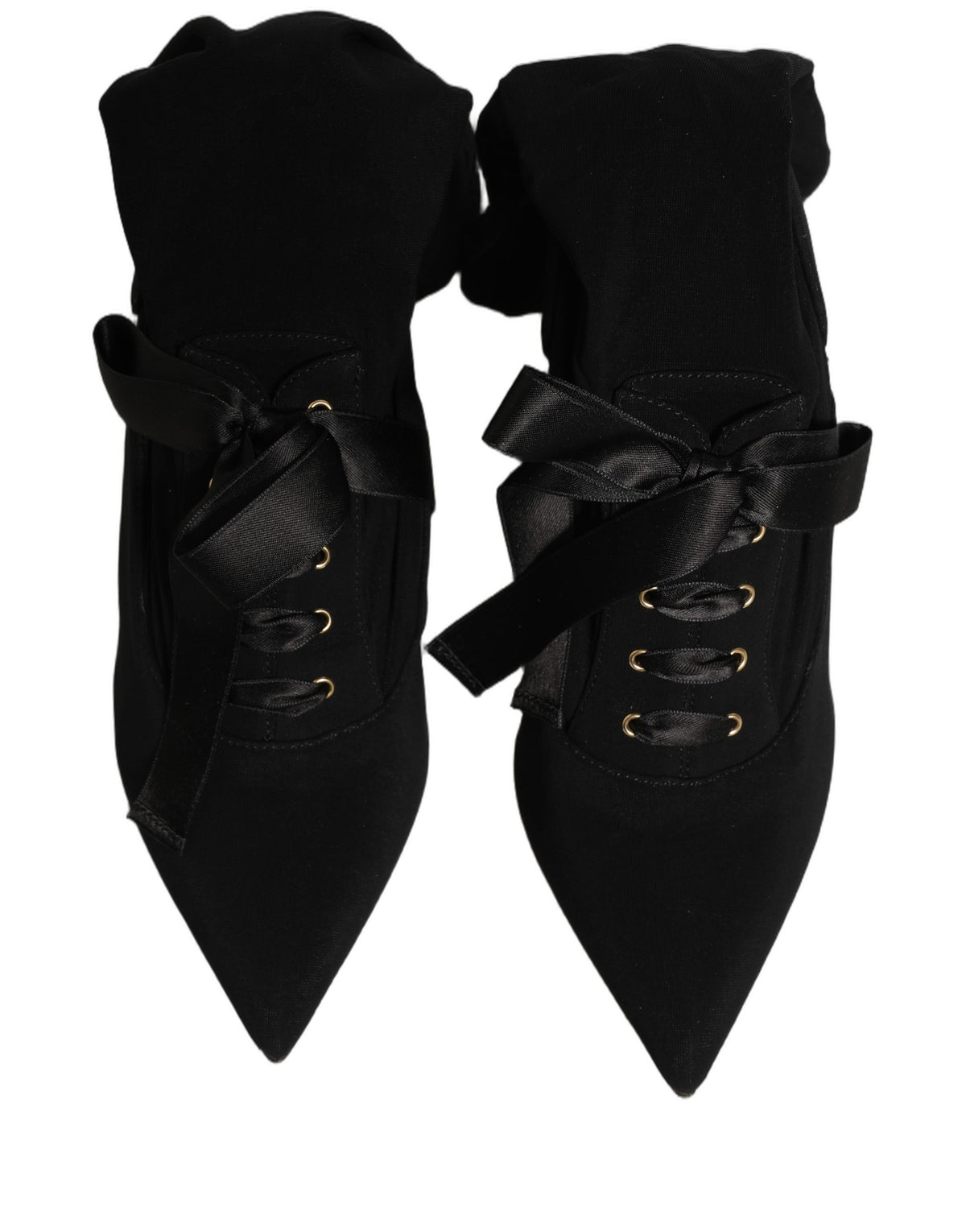 Dolce & Gabbana Black Stiletto Heels Mid Calf Boots
