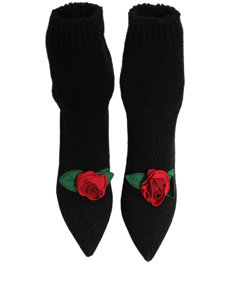 Dolce & Gabbana Black Stiletto Heels Mid Calf Boots