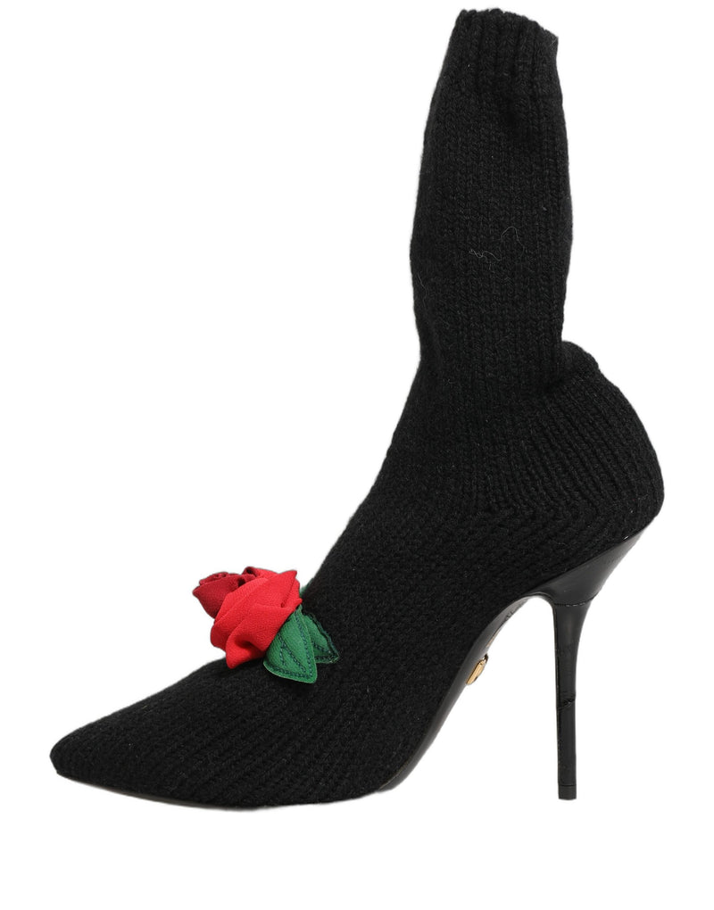 Dolce & Gabbana Black Stiletto Heels Mid Calf Boots