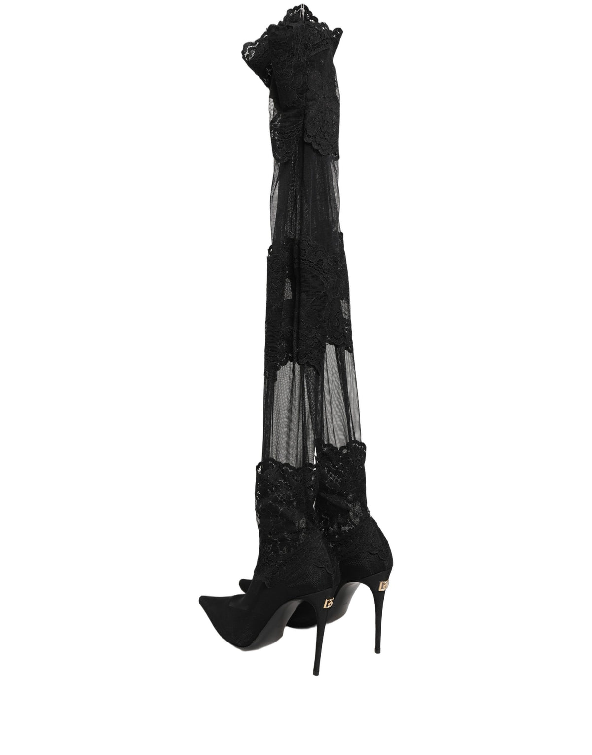 Dolce & Gabbana Black Over The Knee Sock Pumps Boots