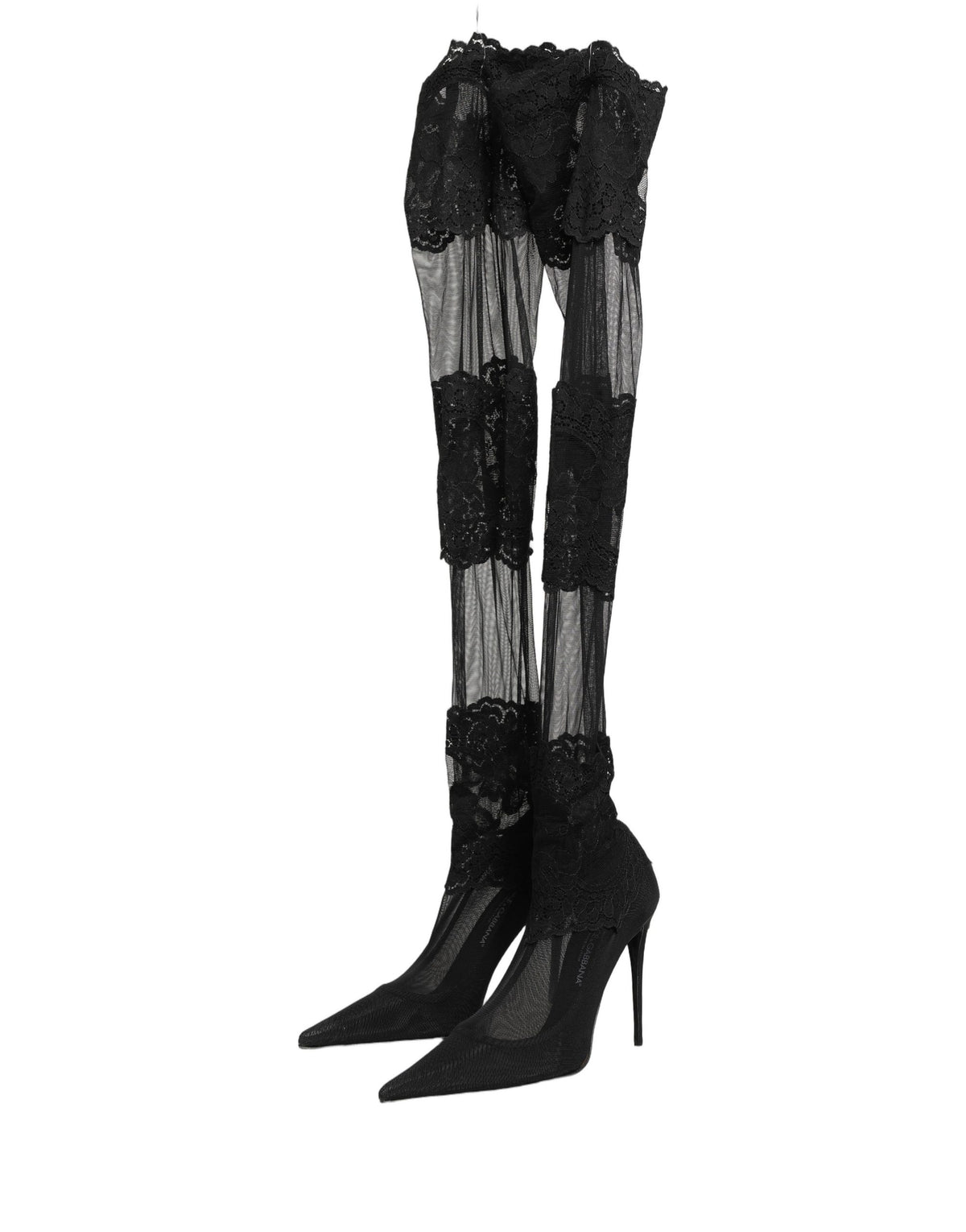 Dolce & Gabbana Black Over The Knee Sock Pumps Boots