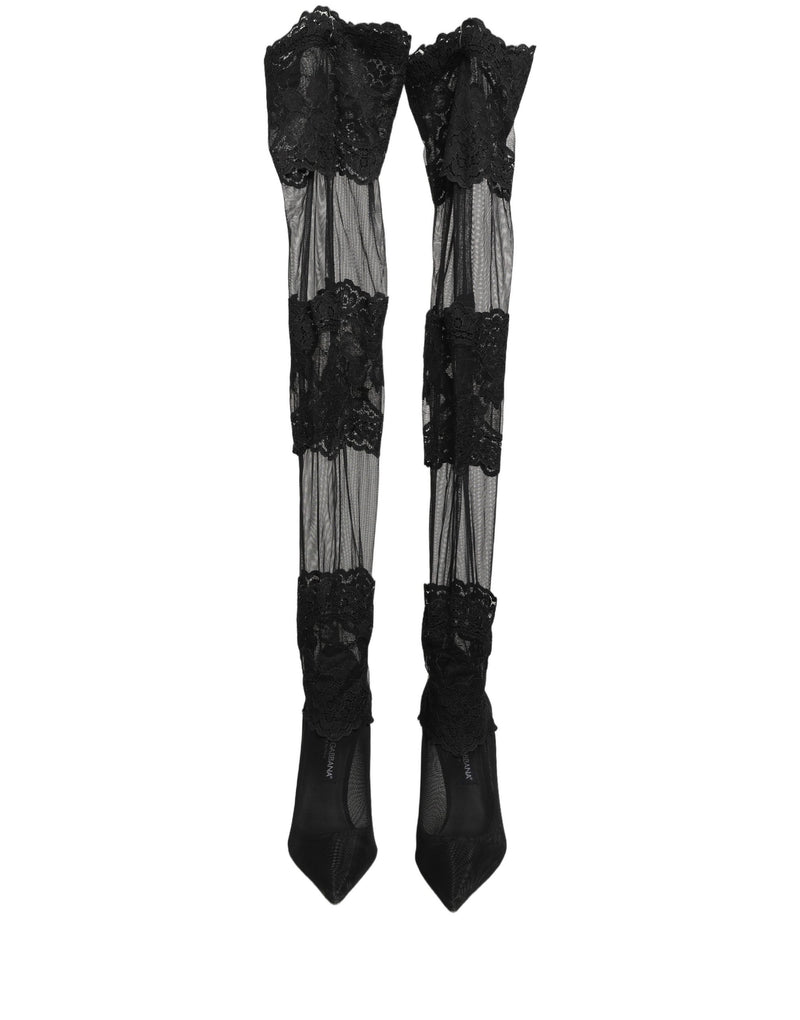 Dolce & Gabbana Black Over The Knee Sock Pumps Boots