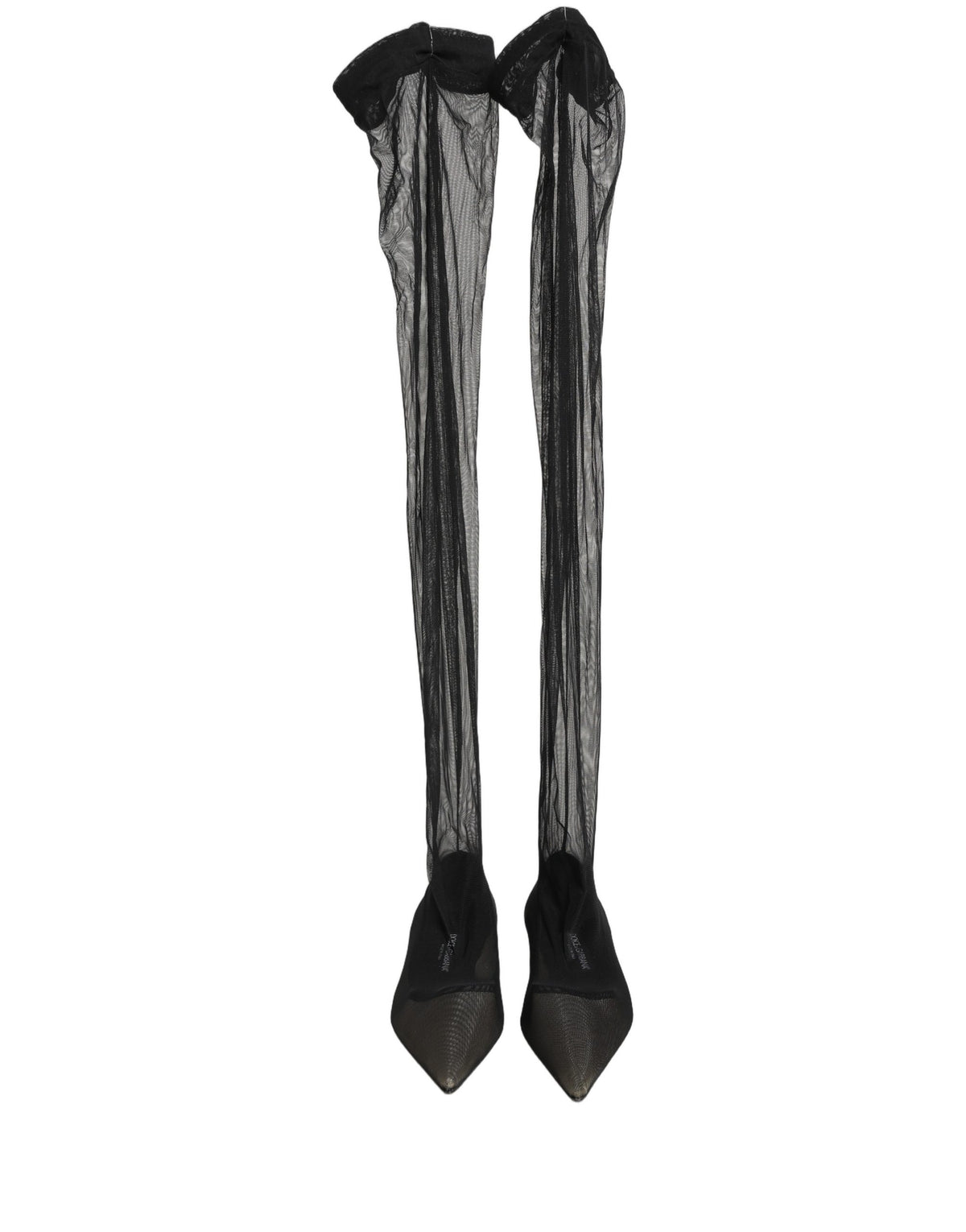 Dolce & Gabbana Black Over The Knee Tulle Boots for Women