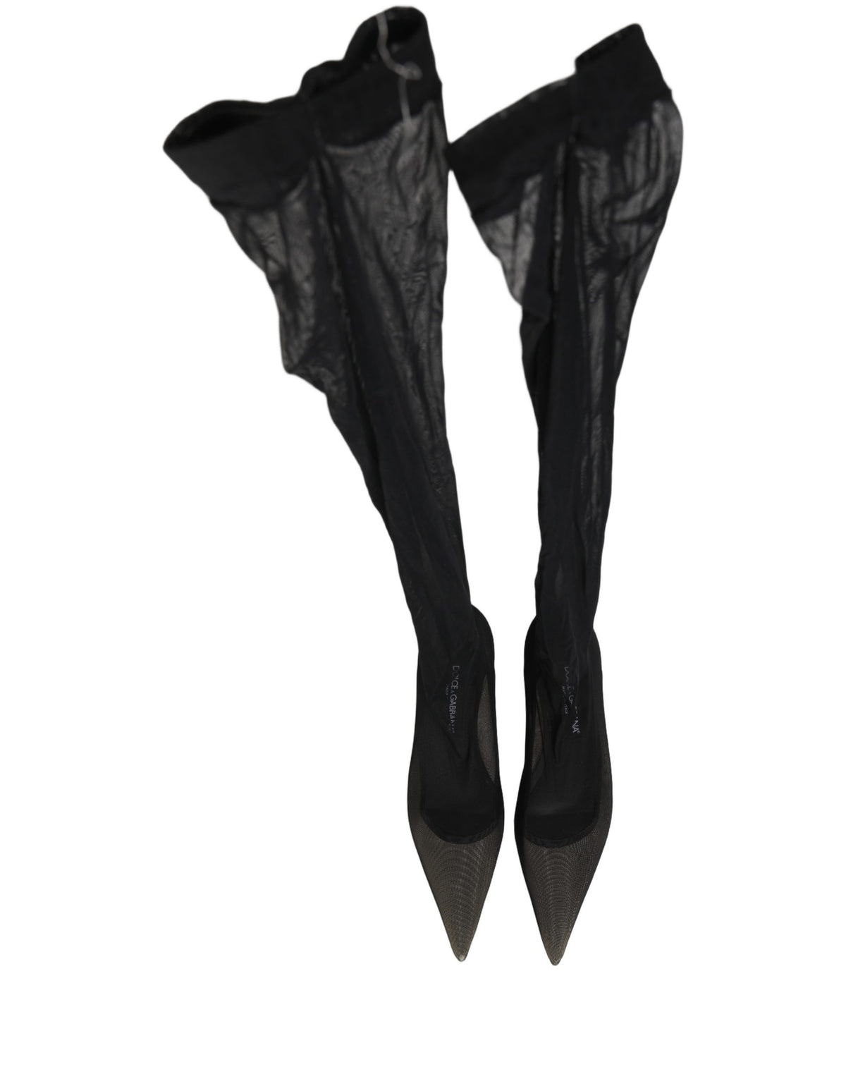 Dolce & Gabbana Black Over The Knee Tulle Boots for Women