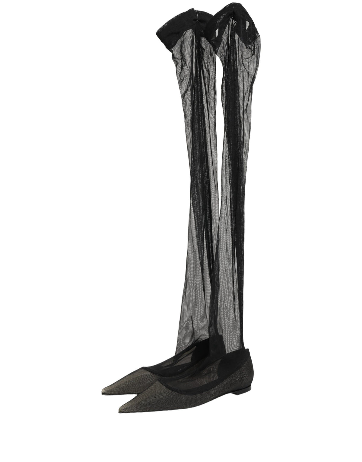 Dolce & Gabbana Black Over The Knee Tulle Boots for Women