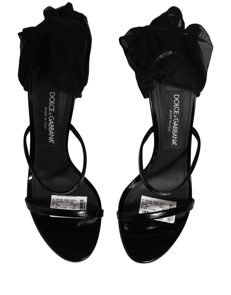 Dolce & Gabbana Stiletto Sandals Socks Knee High Boots - Black