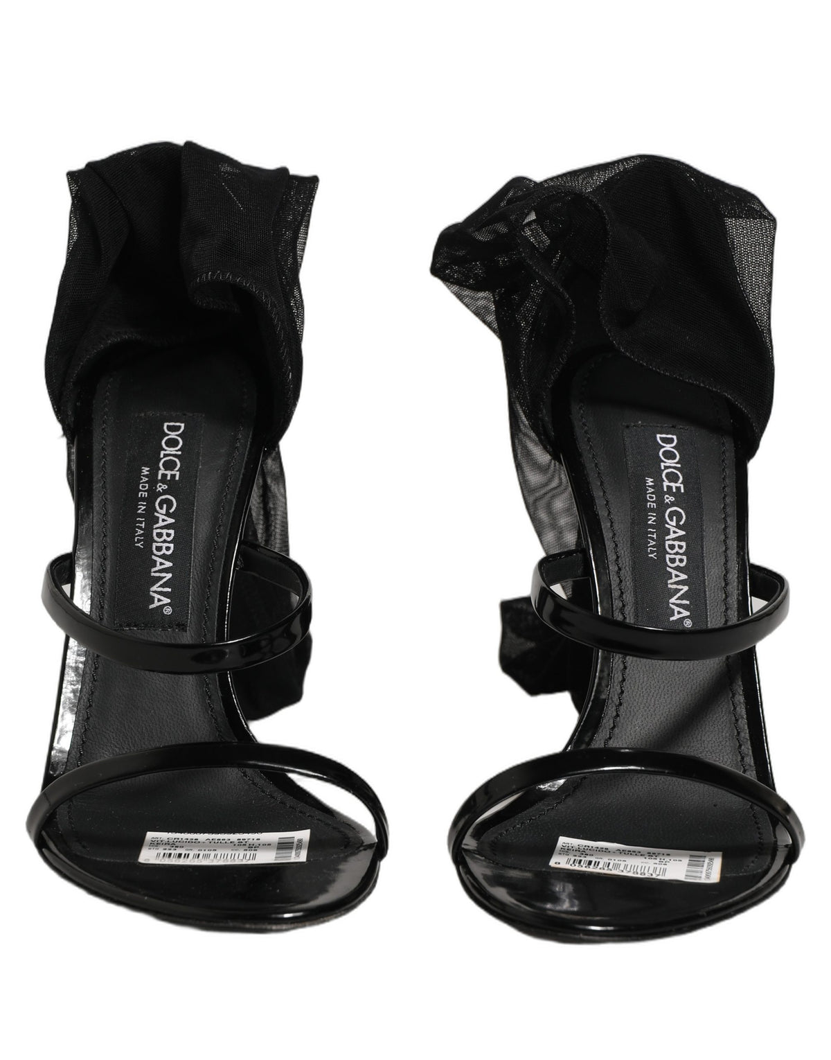 Dolce & Gabbana Stiletto Sandals Socks Knee High Boots - Black
