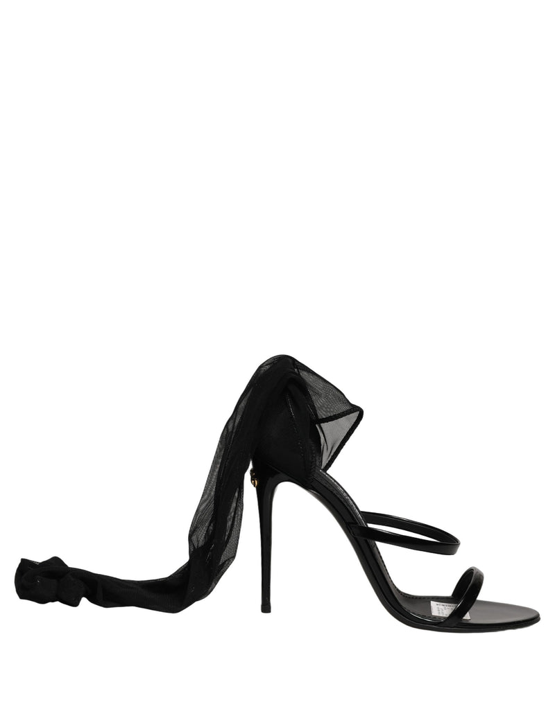 Dolce & Gabbana Stiletto Sandals Socks Knee High Boots - Black