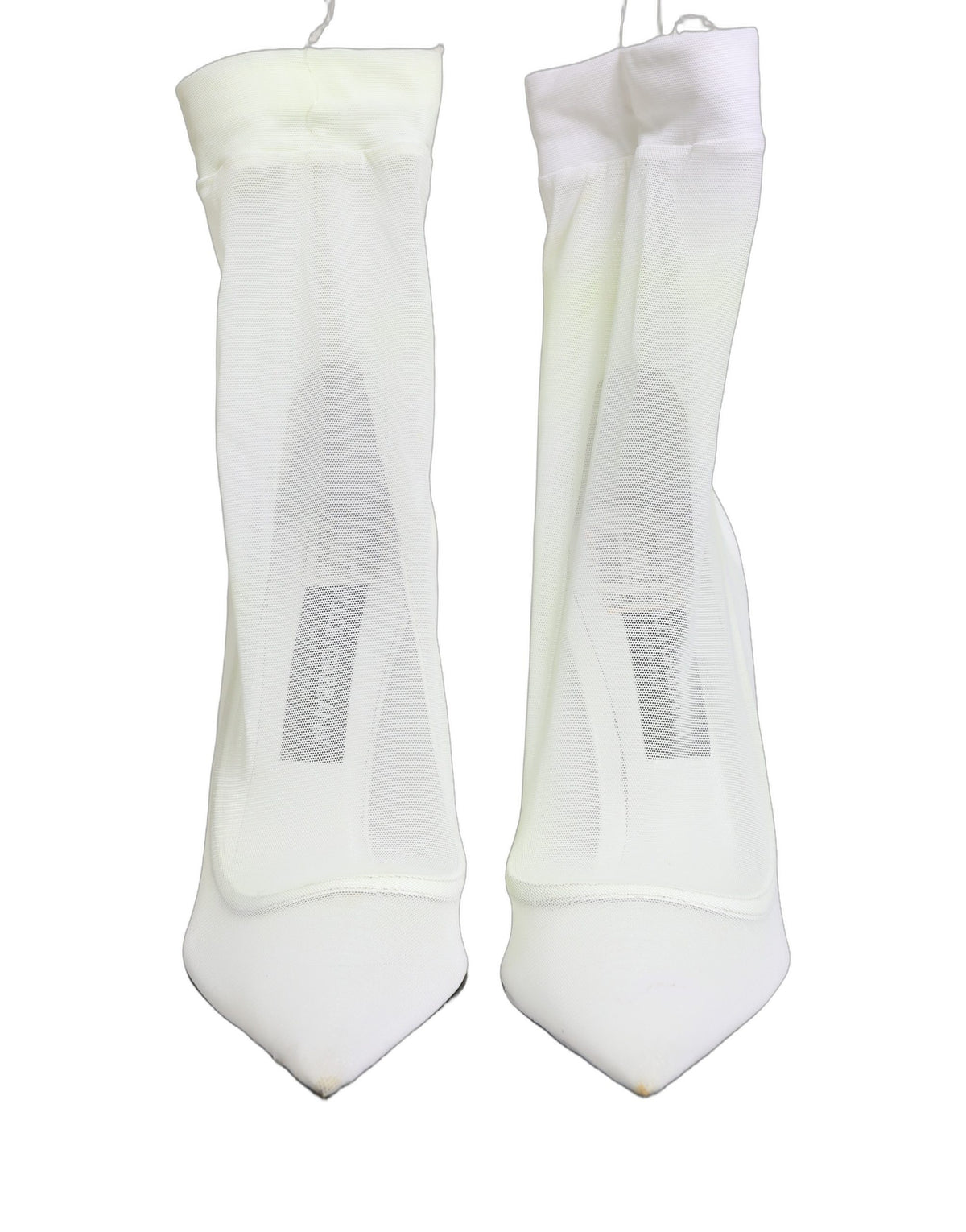 Dolce & Gabbana White Tulle Stretch Mesh Sock Boots