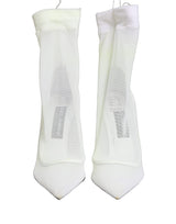 Dolce & Gabbana White Tulle Stretch Mesh Sock Boots