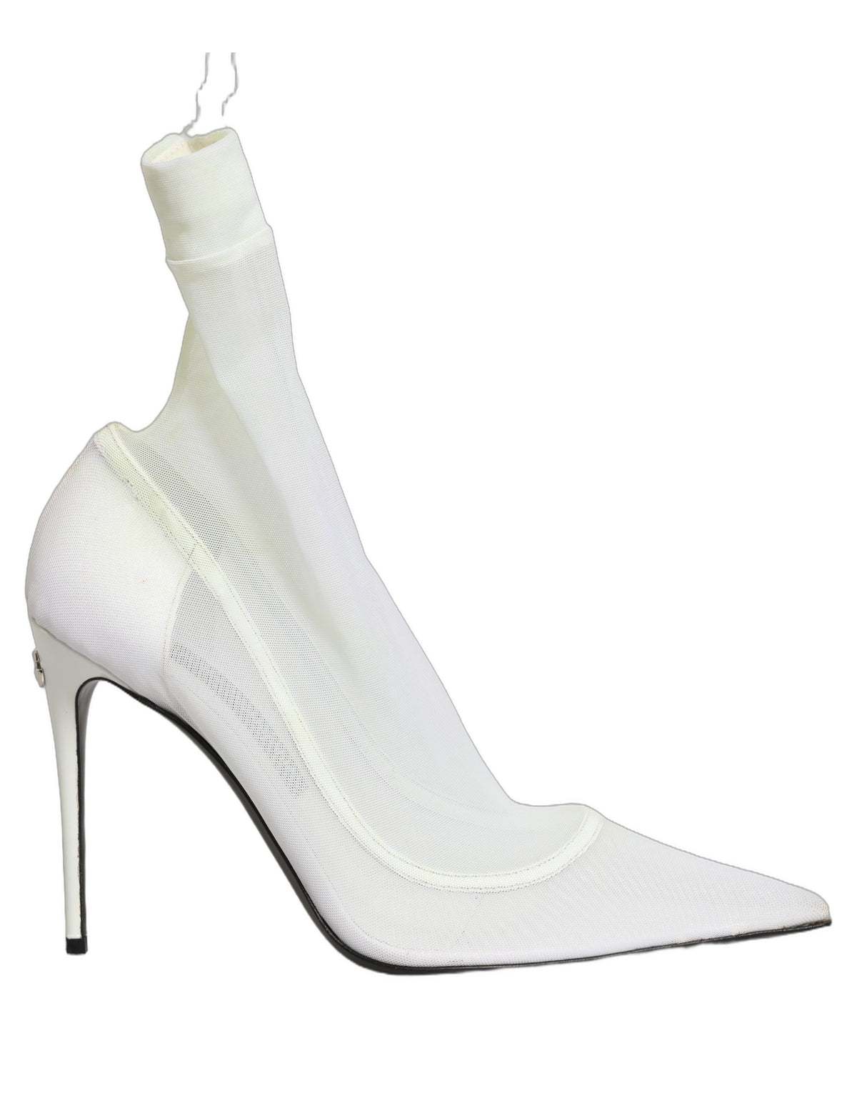 Dolce & Gabbana White Tulle Stretch Mesh Sock Boots