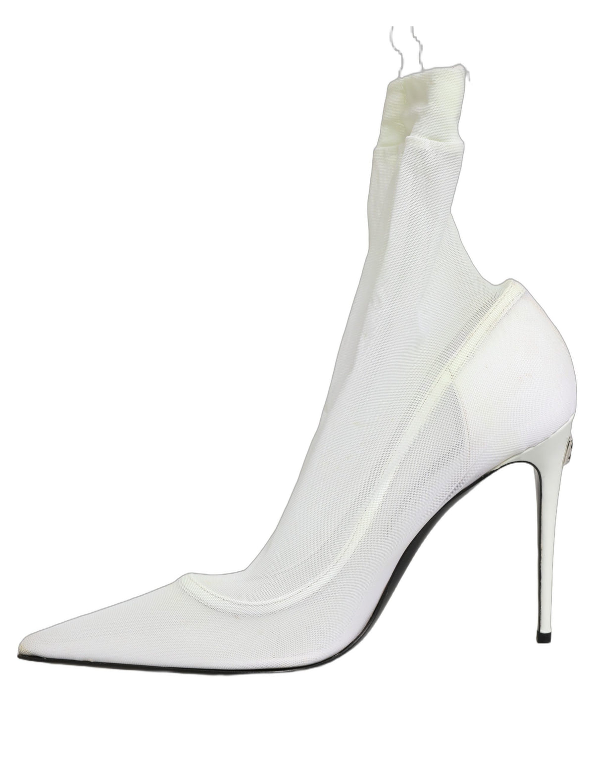 Dolce & Gabbana White Tulle Stretch Mesh Sock Boots