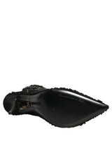 Dolce & Gabbana Black Embellished Mesh Ankle Boots